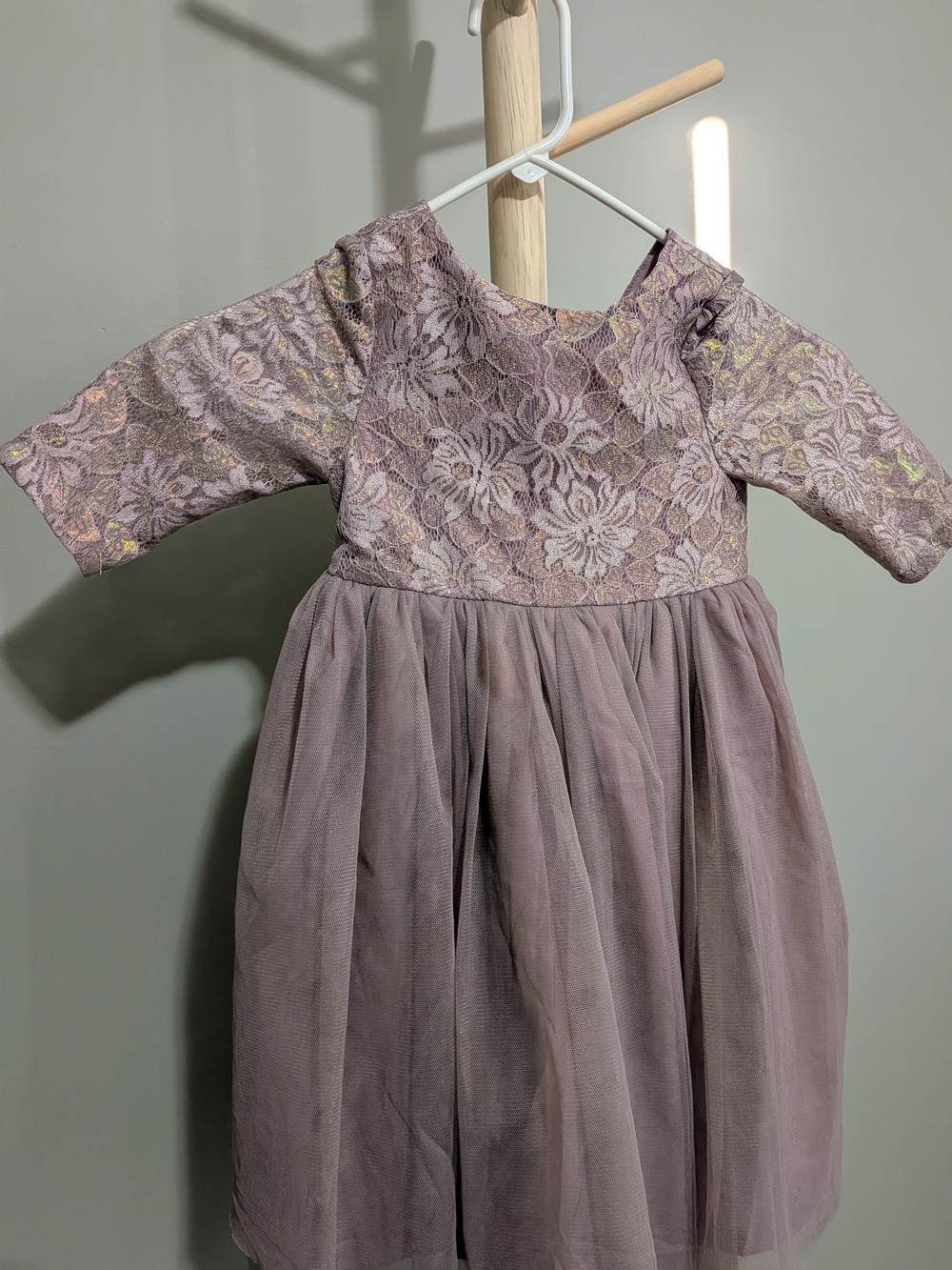 Pippa & Julie Mauve Lace and Tulle Girl Dress
